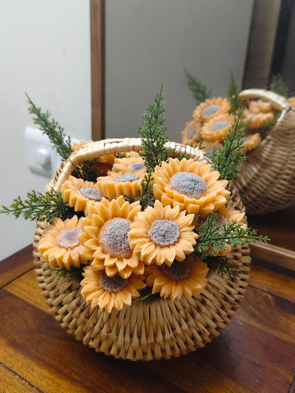 Sunflower Wax Flower Basket