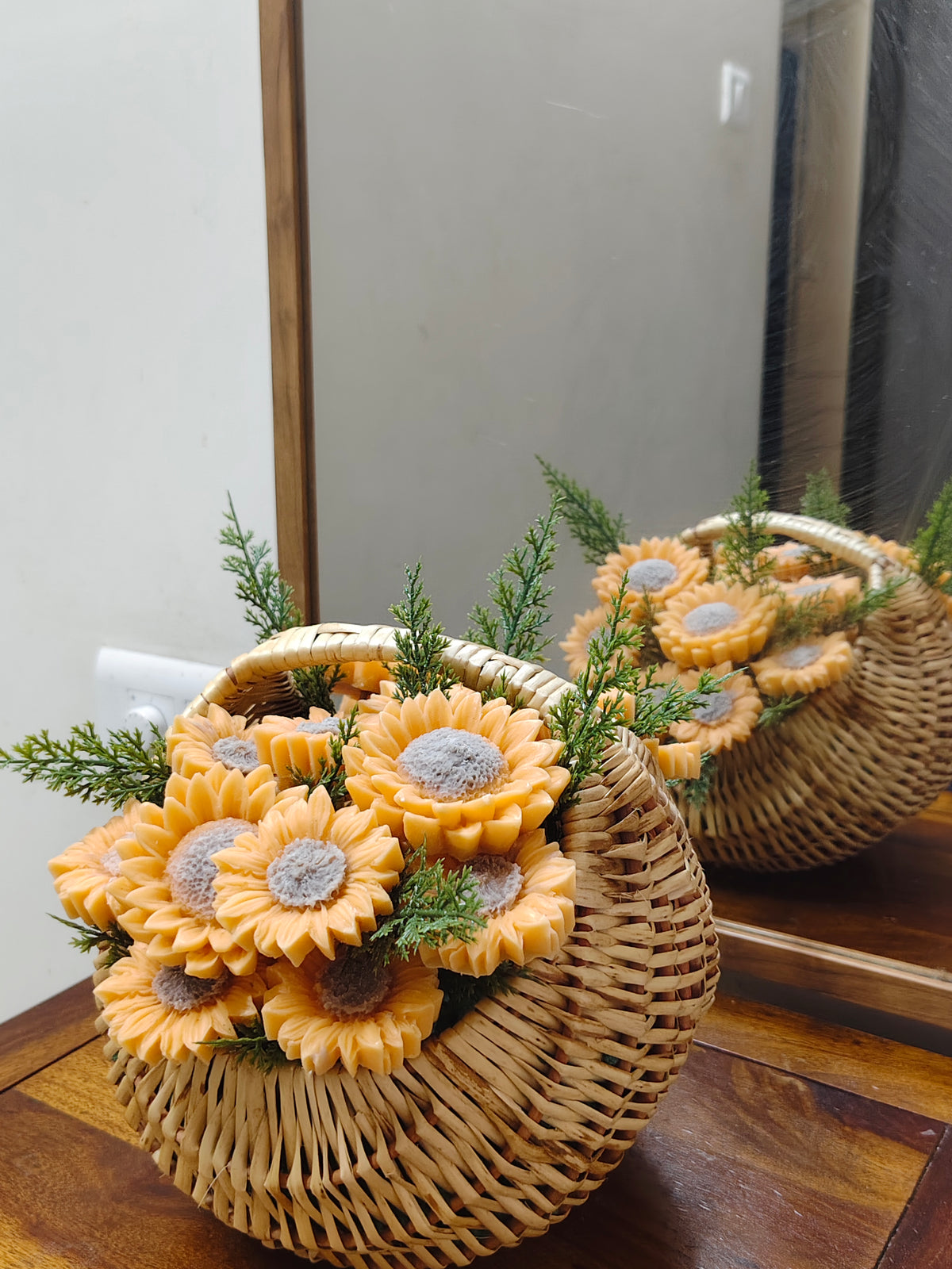 Sunflower Wax Flower Basket