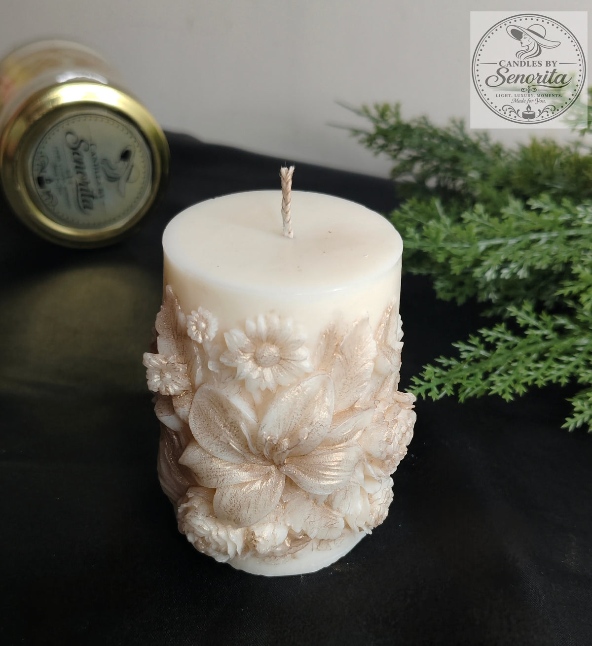 Floral Pillar Candle