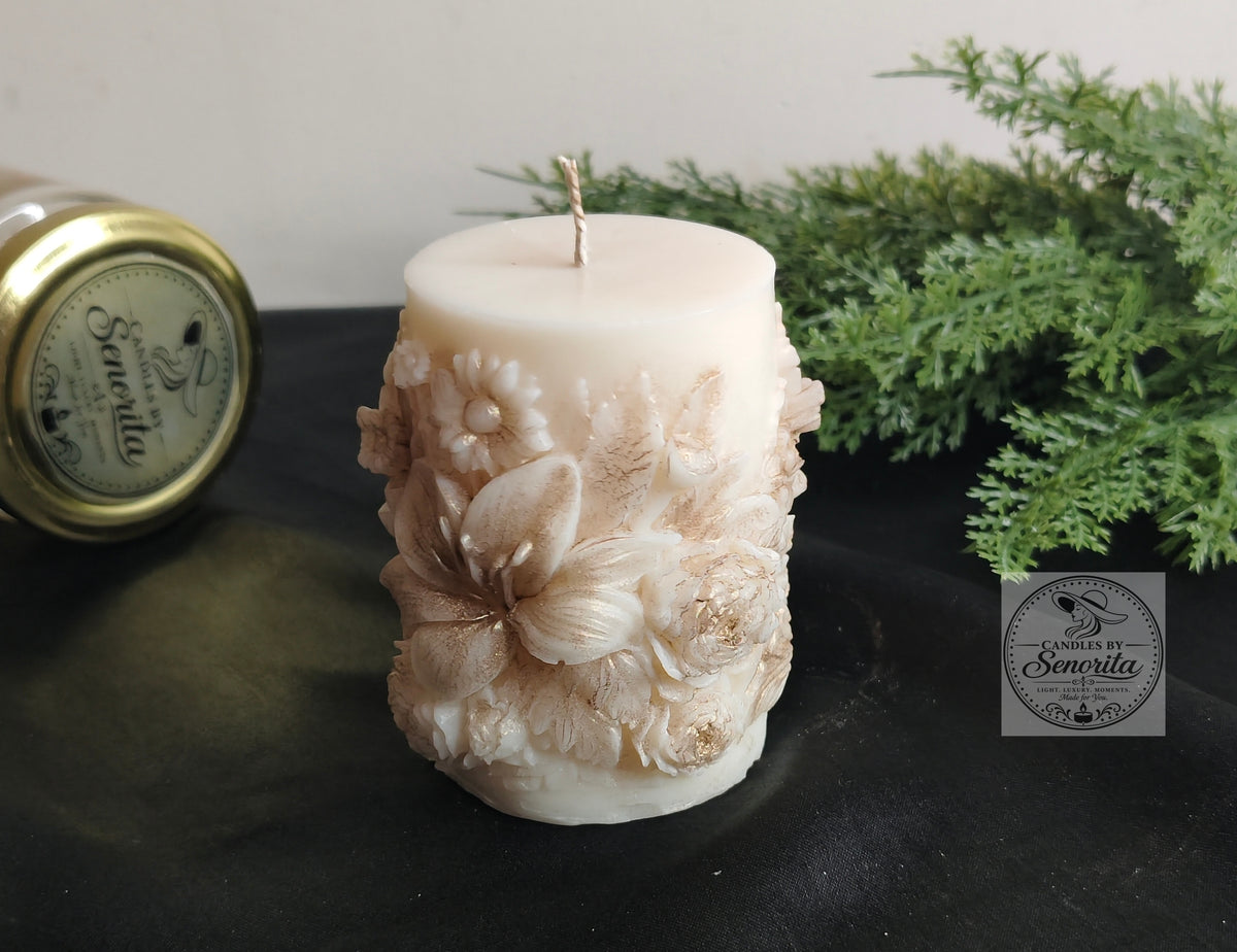 Floral Pillar Candle