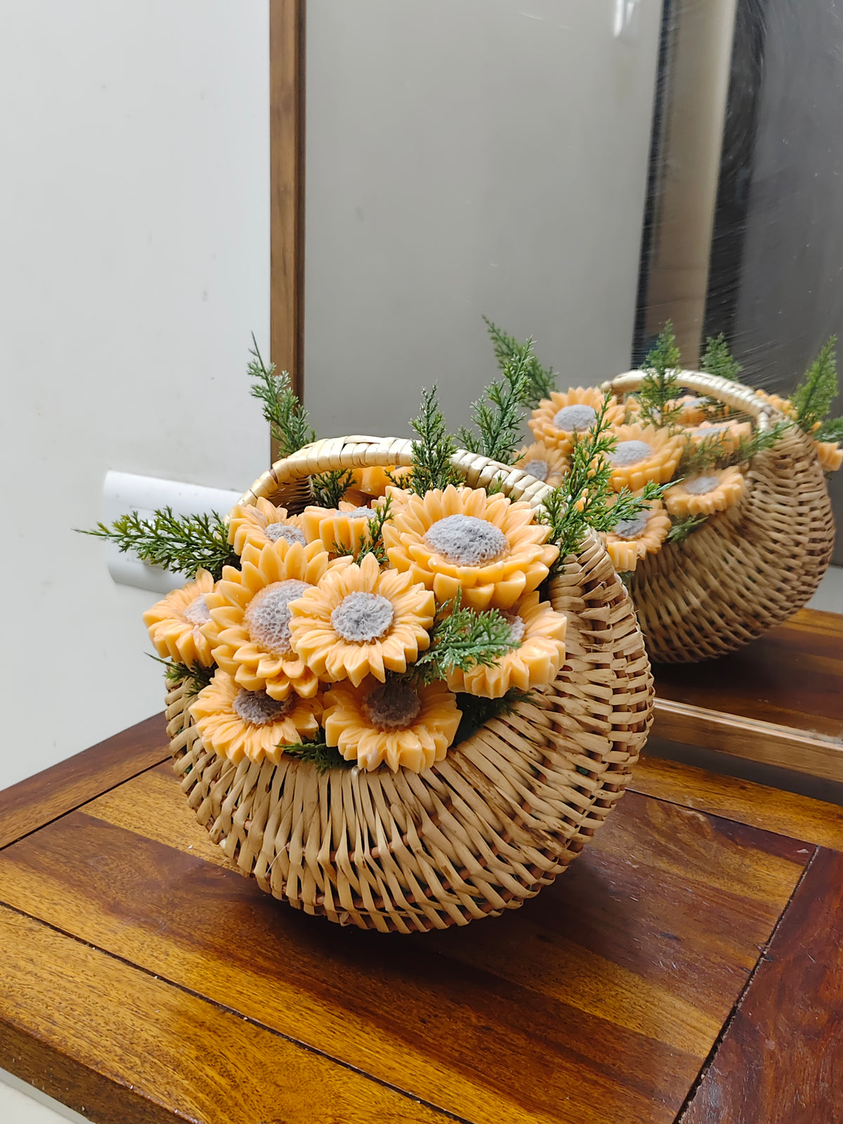 Sunflower Wax Flower Basket