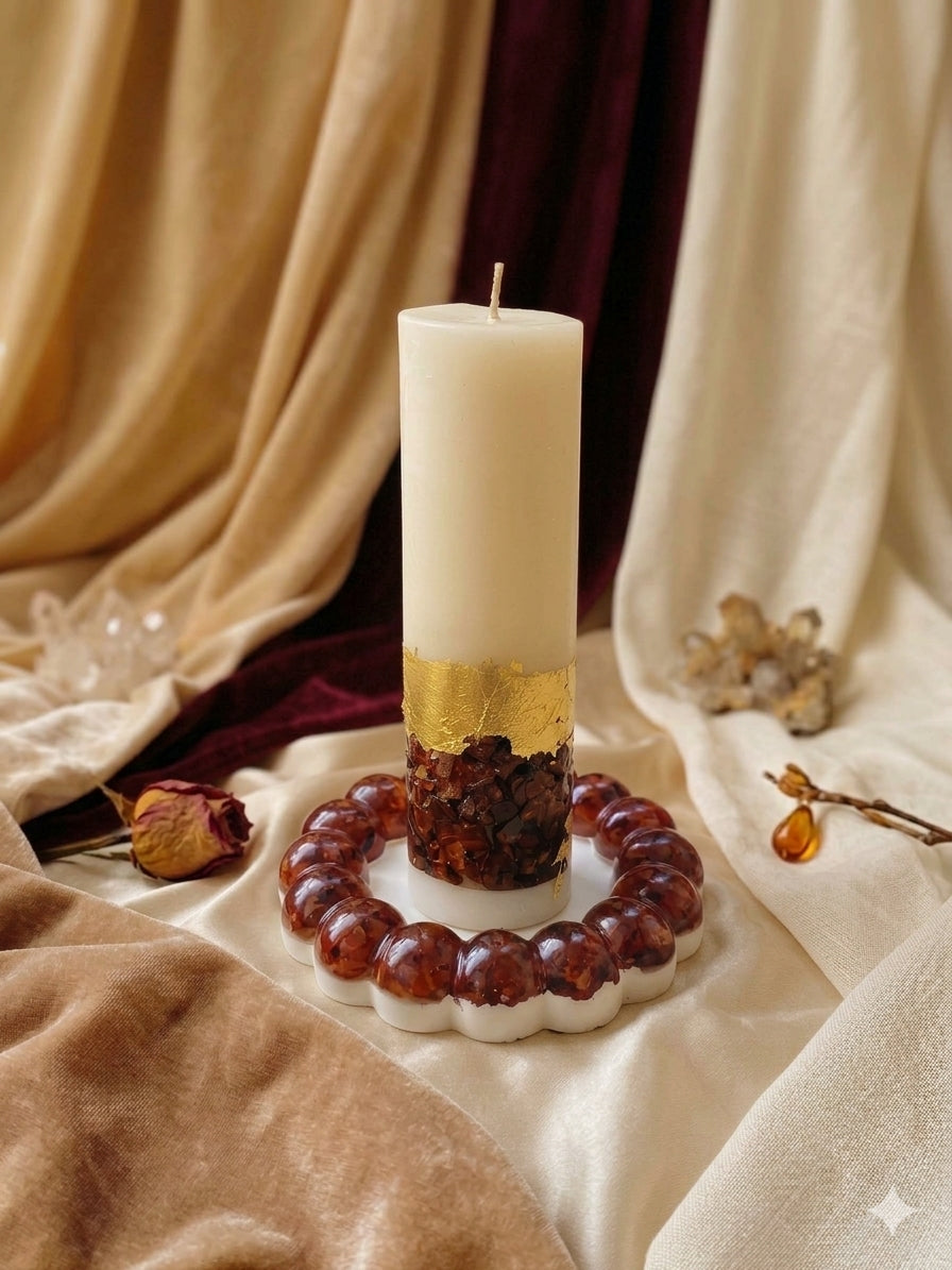 Luxury Stone Art Candle with tray